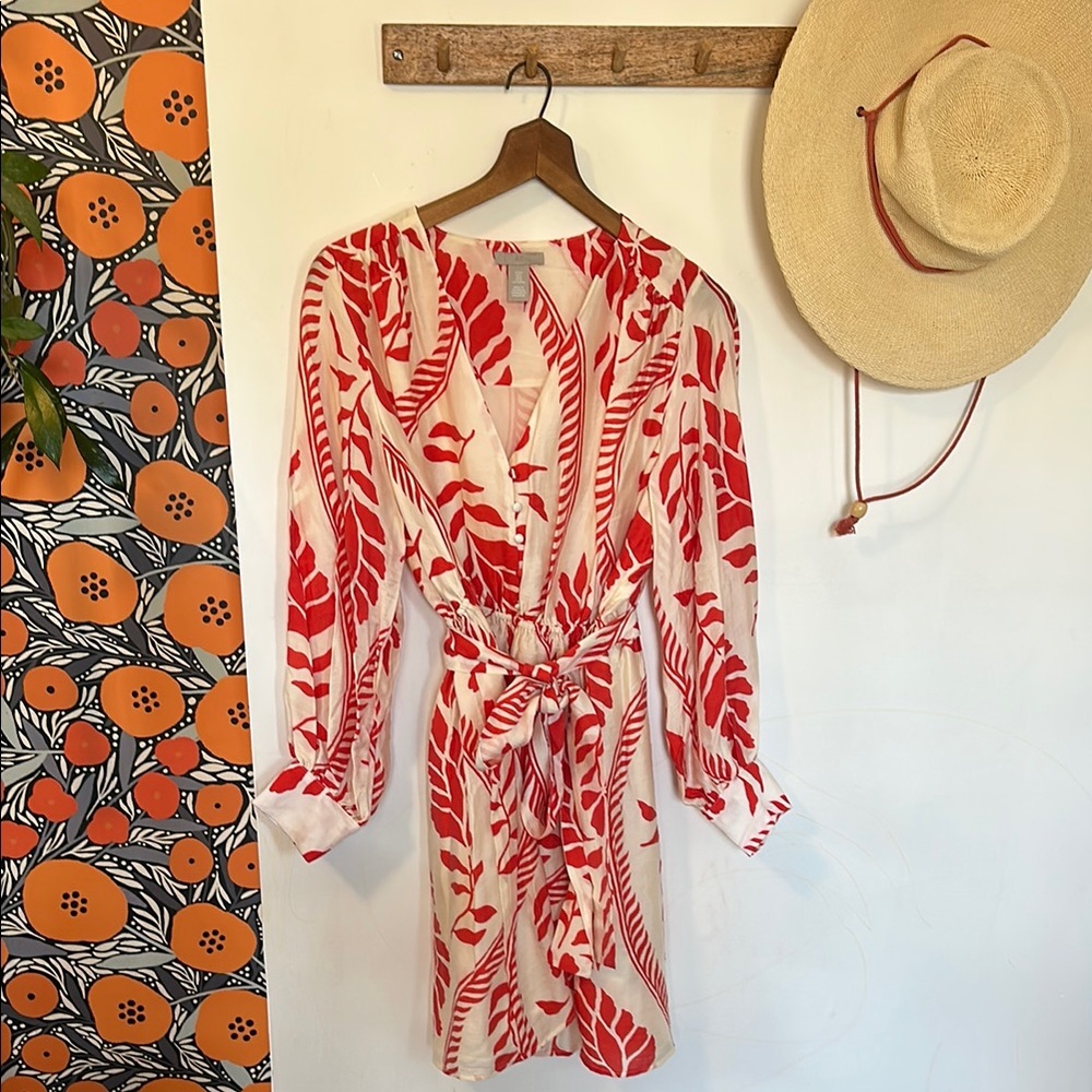 H&M Red and White Long Sleeve Sundress | NWOT